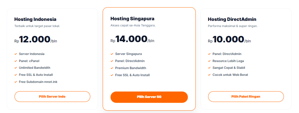 Cara Order Hosting di MNET Hosting